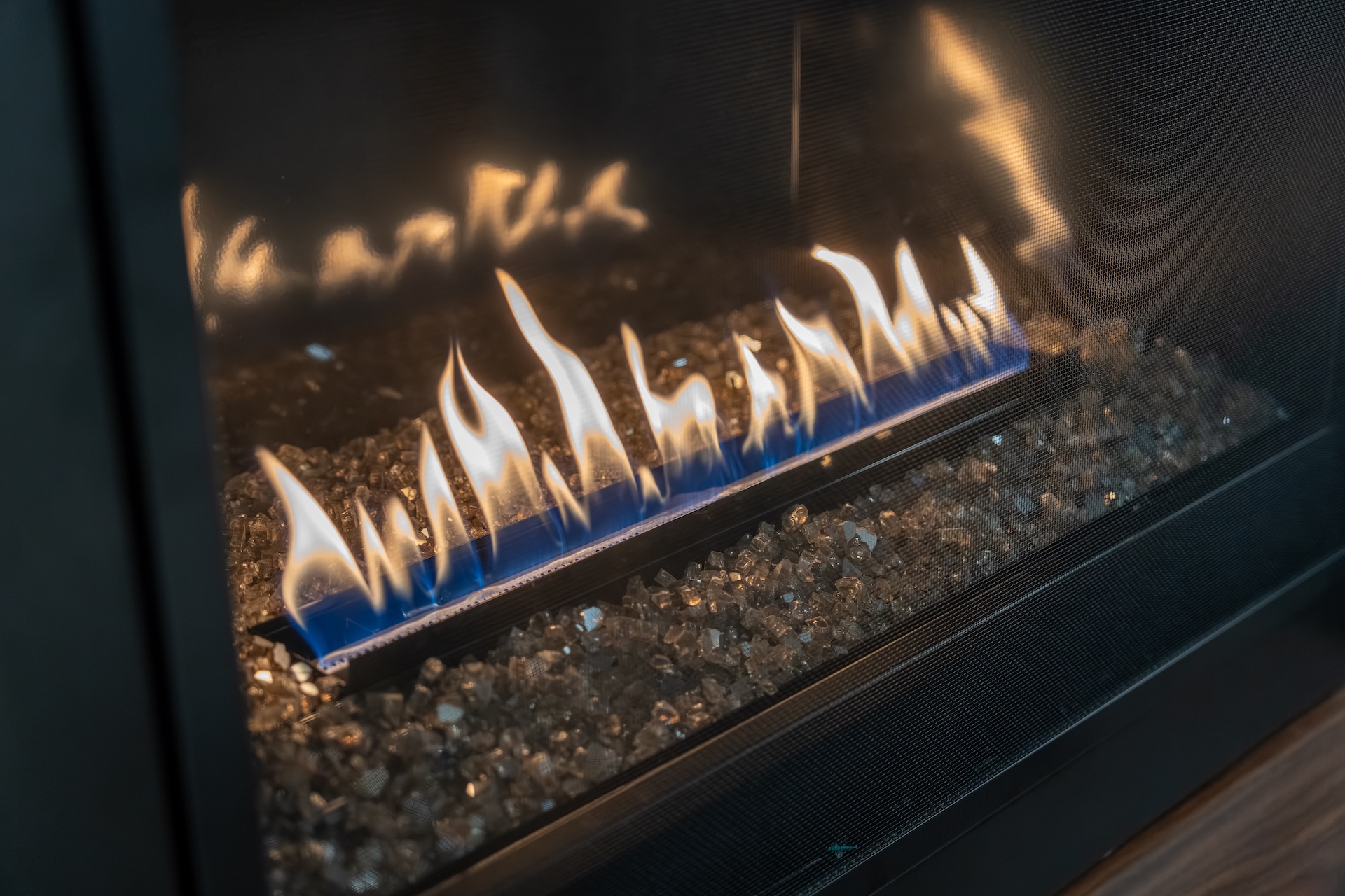 Gas fireplace flames